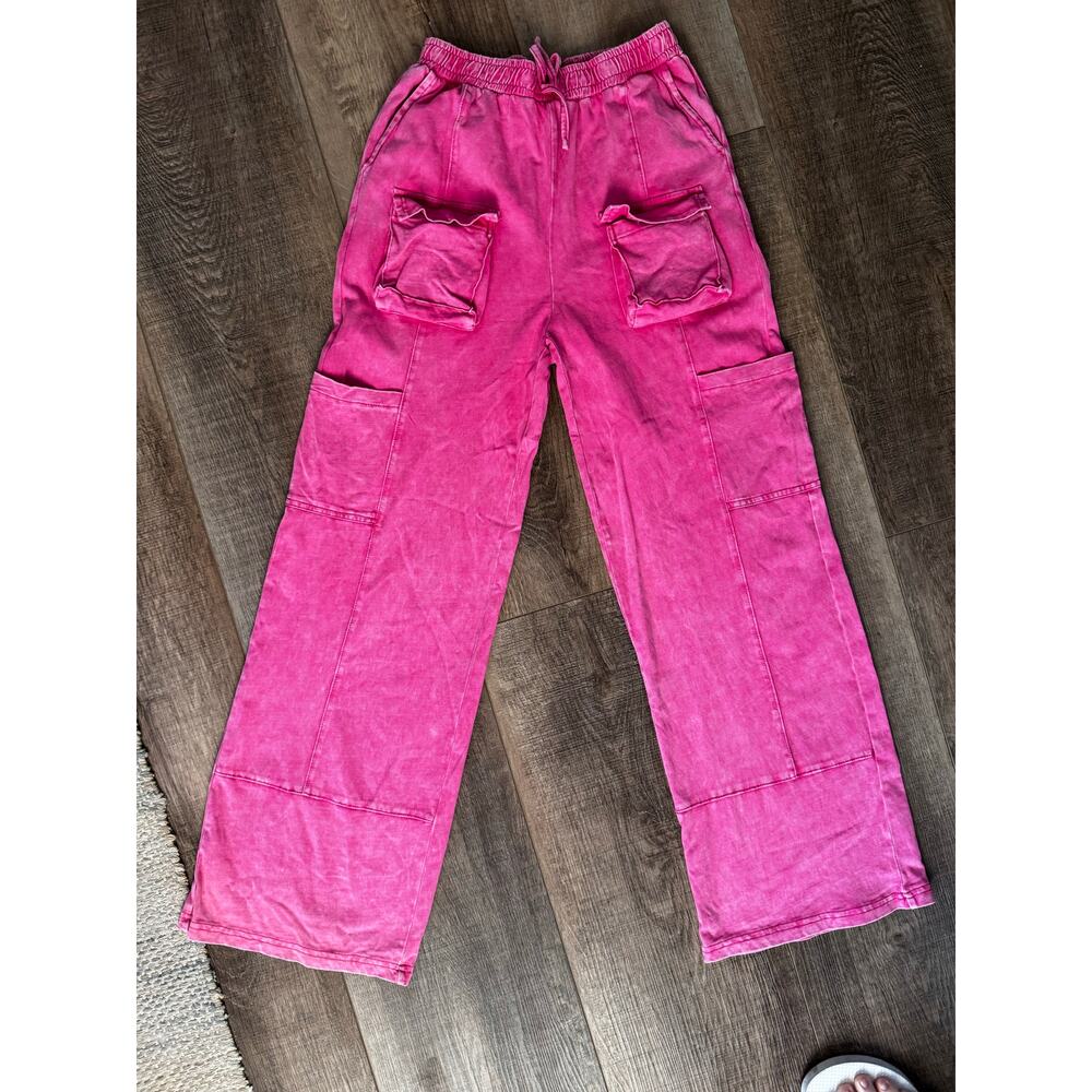 Hayden Girls Hot Pink Wide-Leg Cargo Pants Elastic Waist XL‎